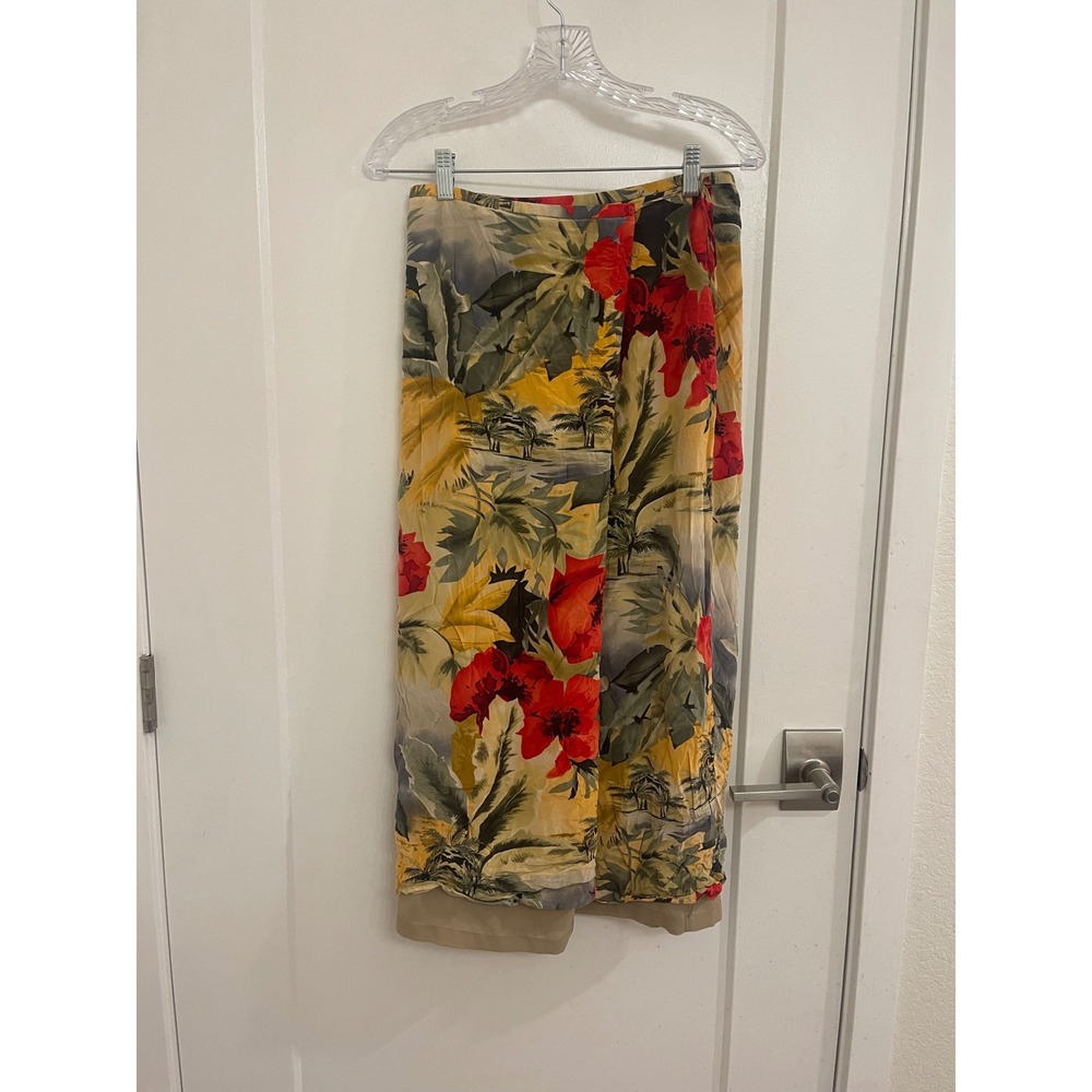 Vintage Silk Maxi Skirt Tropical Floral Liz Claiborne Vacation Hawaii